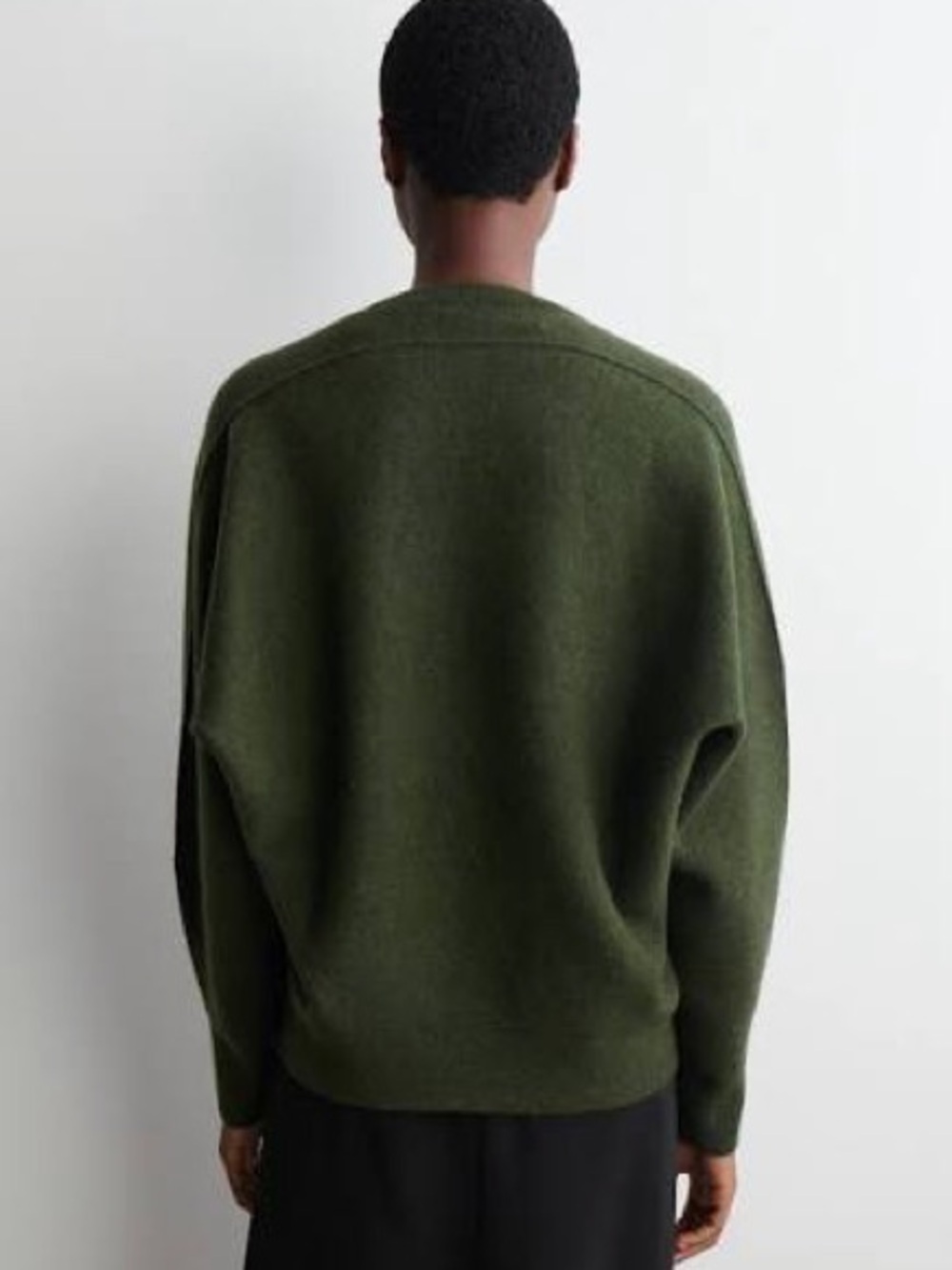 COS Rounded Double Faced Wool Crewneck Sweater in Dark Green size Medium - Picture 3 of 7